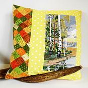 Для дома и интерьера ручной работы. Ярмарка Мастеров - ручная работа Наволочка Березы у озера на диванную подушку с ручной вышивкой крестом. Handmade.
