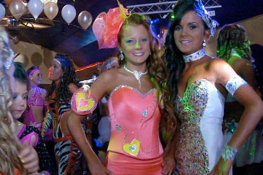 Bright colors and crystals make any ensemble party perfect.