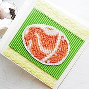 Открытки ручной работы. Ярмарка Мастеров - ручная работа Пасхальная открытка в конверте, ручная вышивка крестом розовый зеленый. Handmade.
