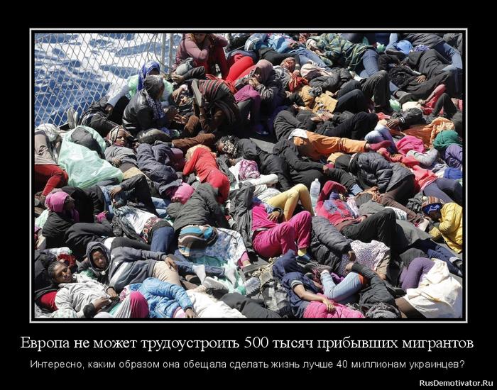 Европа не может трудоустроить 500 тысяч прибывших мигрантов - Интересно, каким образом она обещала сделать жизнь лучше 40 миллионам украинцев?