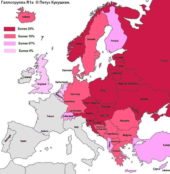 Карта гаплогрупп европы