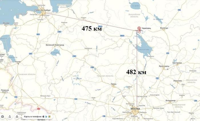 Карта россии город череповец