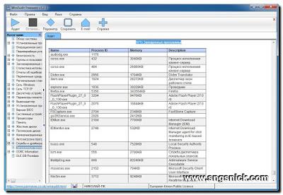 WinAudit 3.2.1 - Запущенные программы
