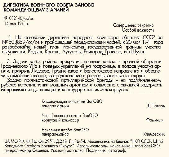 Документы о приведении войск в боевую готовность перед началом Великой Отечественной войны.