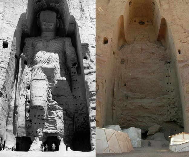 Бамианские статуи Будды в Афганистане. Уничтожены в 2001 году по приказу руководства Талибана