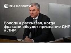 Володин рассказал, когда фракции обсудят признание ДНР и ЛНР